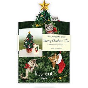 MINI MEOWY CHRISTMAS TREE CARD-Books & Stationery-FRESH CUT PAPER-Coriander