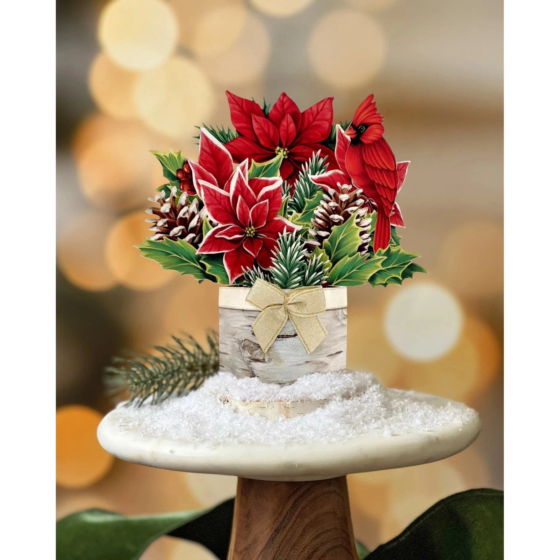 MINI POP-UP CARD | BIRCH POINSETTIA-Books & Stationery-FRESH CUT PAPER-Coriander