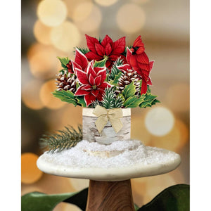 MINI POP-UP CARD | BIRCH POINSETTIA-Books & Stationery-FRESH CUT PAPER-Coriander