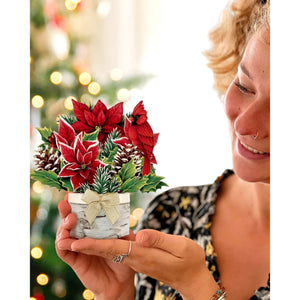 MINI POP-UP CARD | BIRCH POINSETTIA-Books & Stationery-FRESH CUT PAPER-Coriander