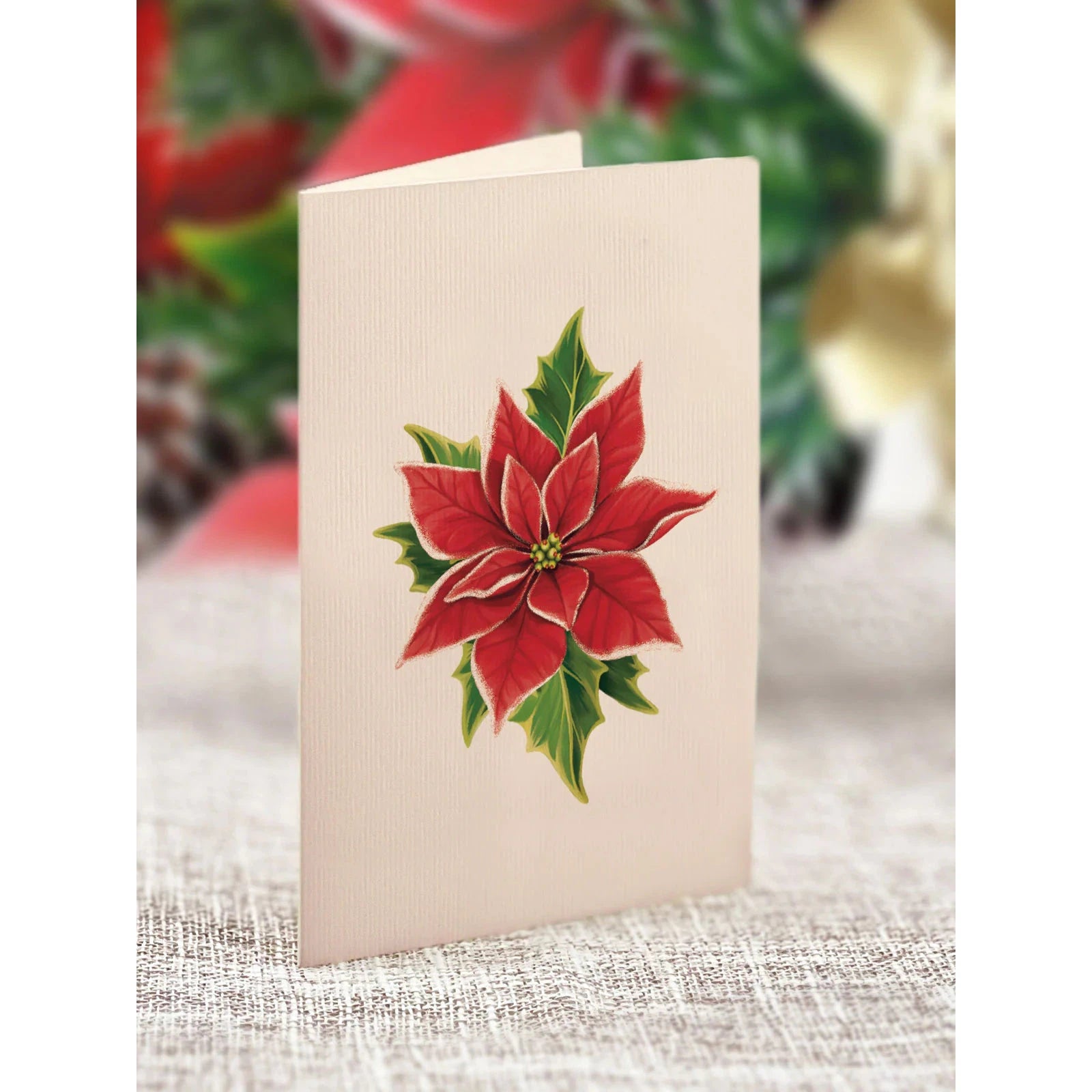 MINI POP-UP CARD | BIRCH POINSETTIA-Books & Stationery-FRESH CUT PAPER-Coriander