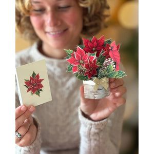 MINI POP-UP CARD | BIRCH POINSETTIA-Books & Stationery-FRESH CUT PAPER-Coriander