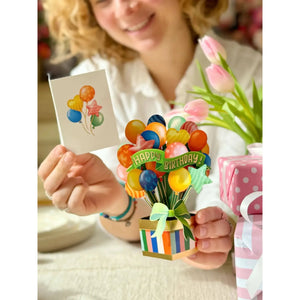 MINI POP UP CARD | BIRTHDAY BALLOONS-Books & Stationery-FRESH CUT PAPER-Coriander