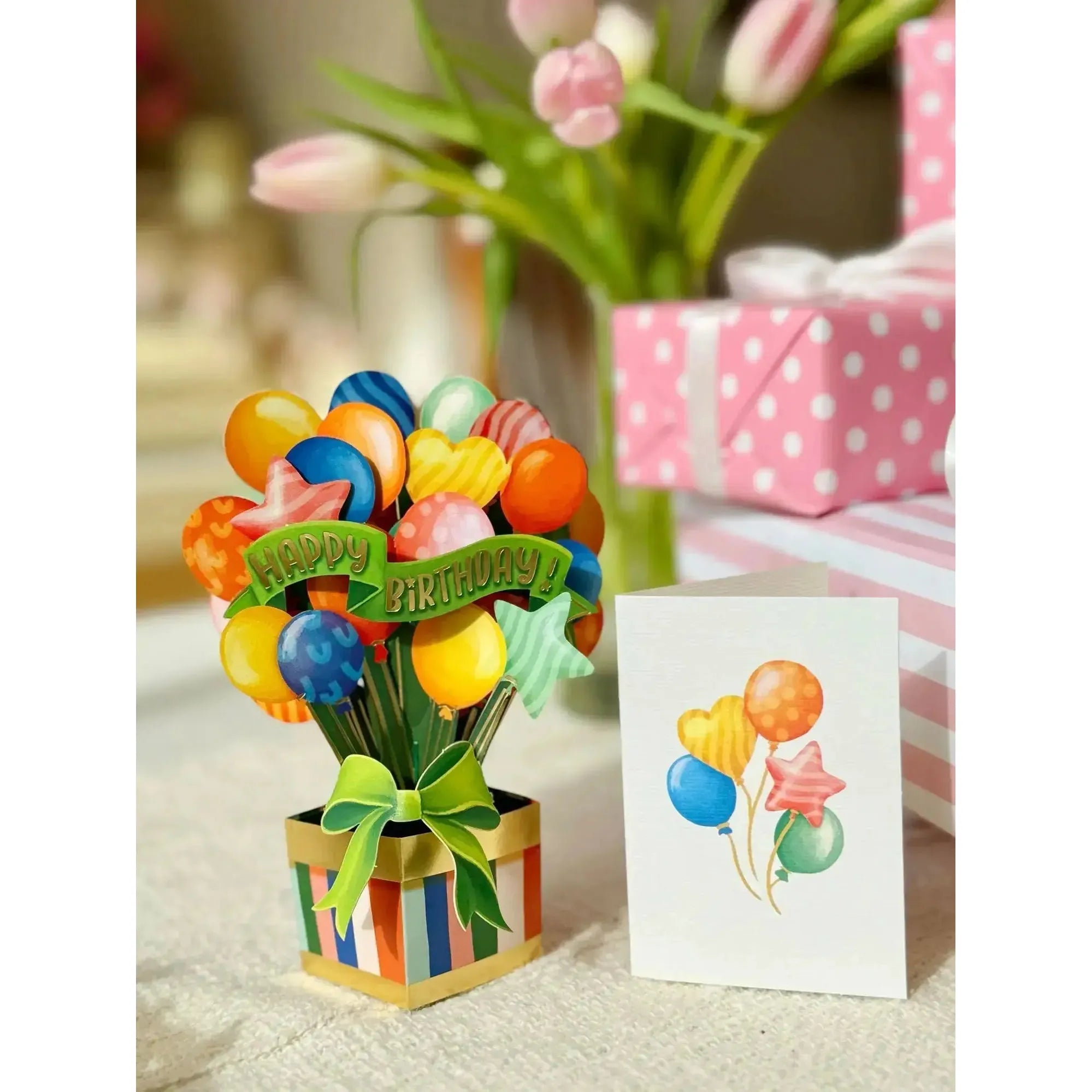MINI POP UP CARD | BIRTHDAY BALLOONS-Books & Stationery-FRESH CUT PAPER-Coriander
