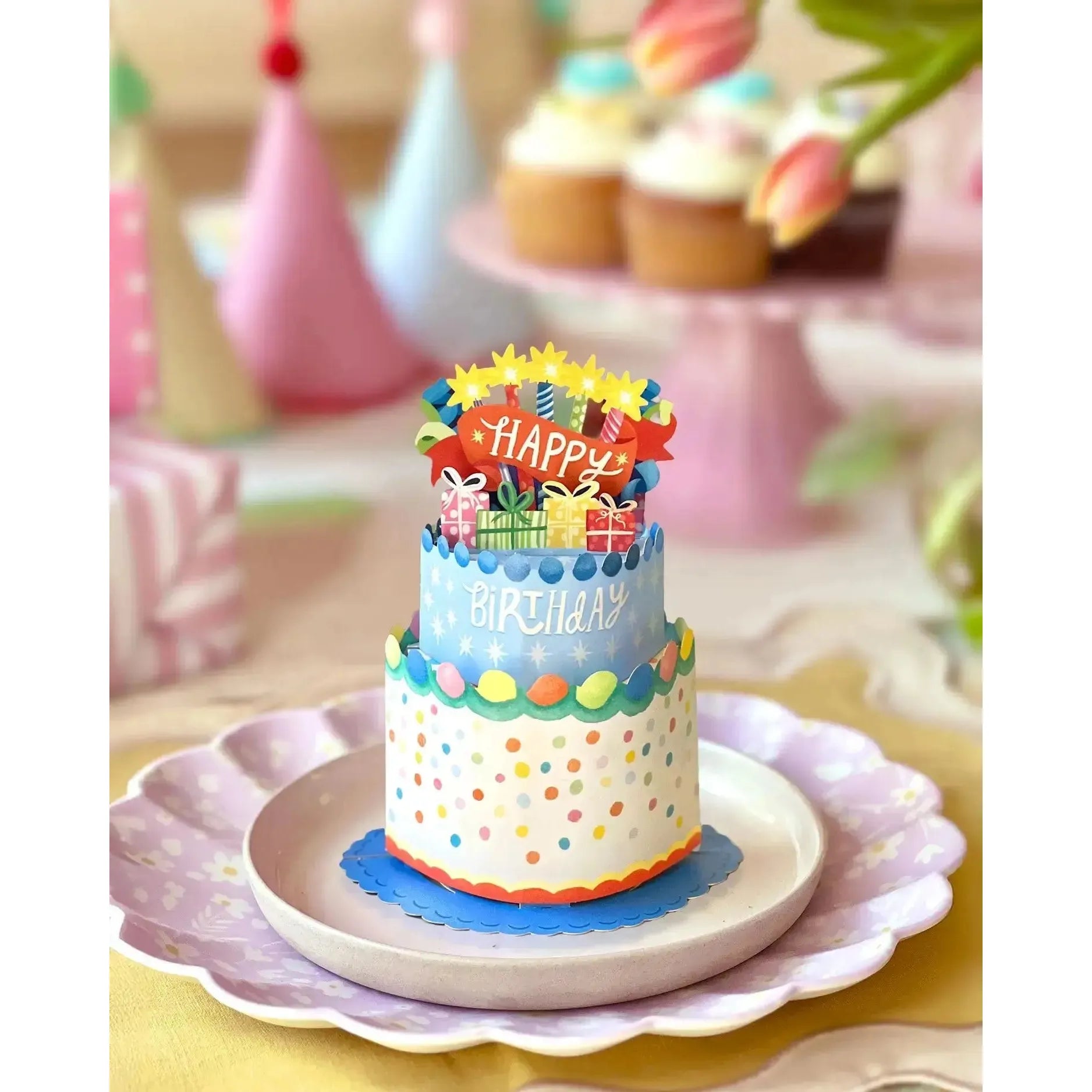 MINI POP-UP CARD | CONFETTI BIRTHDAY CAKE-Books & Stationery-FRESH CUT PAPER-Coriander