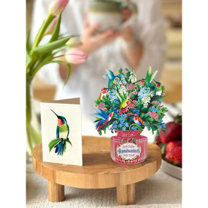 MINI POP-UP CARD | HUMMINGBIRD OASIS-Books & Stationery-FRESH CUT PAPER-Coriander