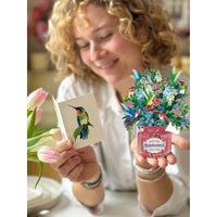 MINI POP-UP CARD | HUMMINGBIRD OASIS-Books & Stationery-FRESH CUT PAPER-Coriander
