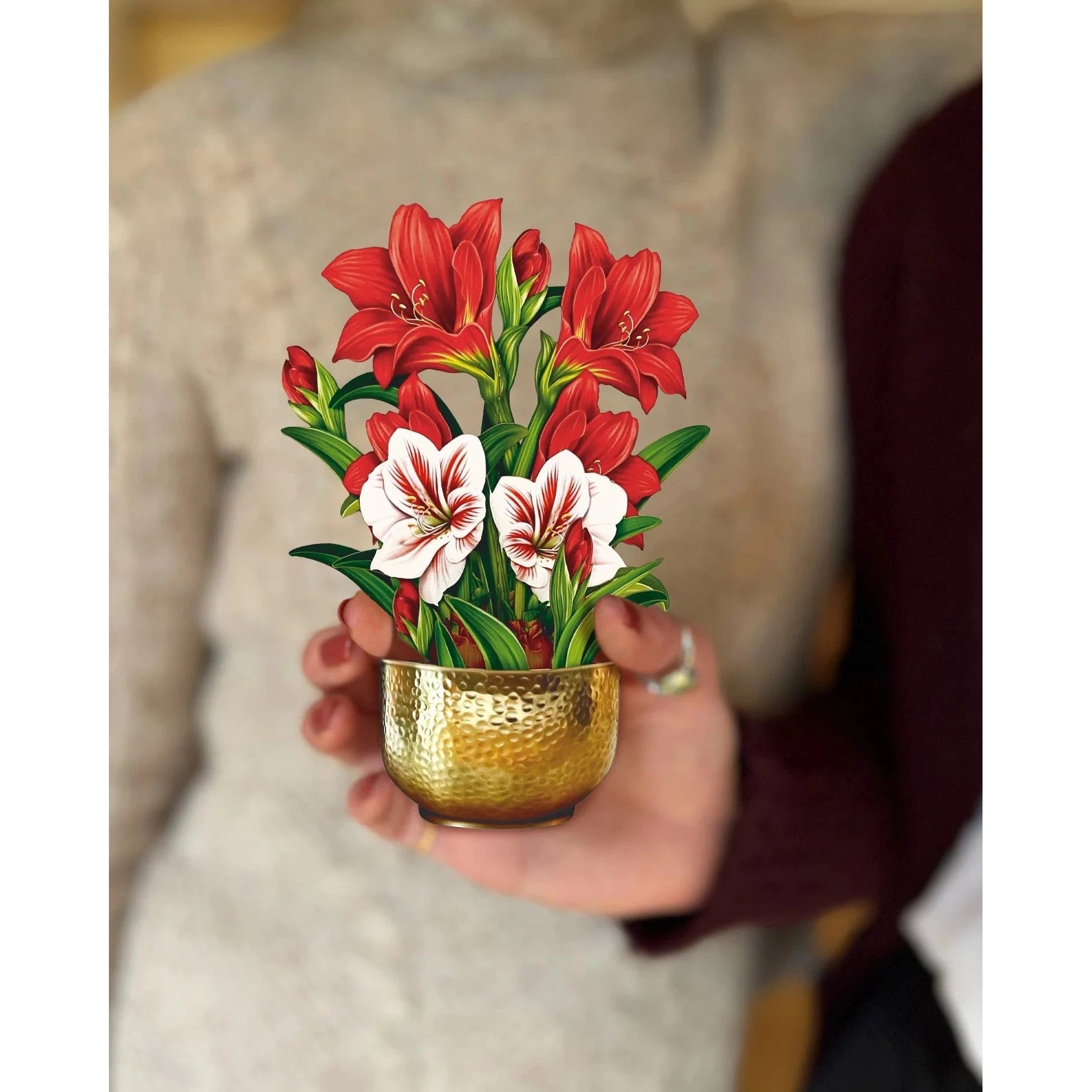 MINI POP-UP CARD | SCARLET AMARYLLIS-Books & Stationery-FRESH CUT PAPER-Coriander