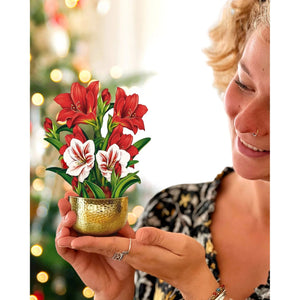 MINI POP-UP CARD | SCARLET AMARYLLIS-Books & Stationery-FRESH CUT PAPER-Coriander