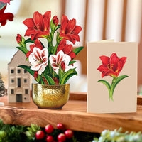 MINI POP-UP CARD | SCARLET AMARYLLIS-Books & Stationery-FRESH CUT PAPER-Coriander