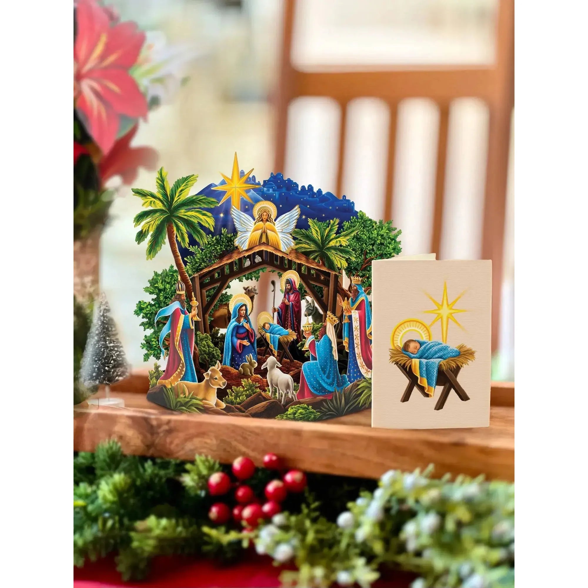 MINI POP-UP CARD | STARLIT NATIVITY-Books & Stationery-FRESH CUT PAPER-Coriander