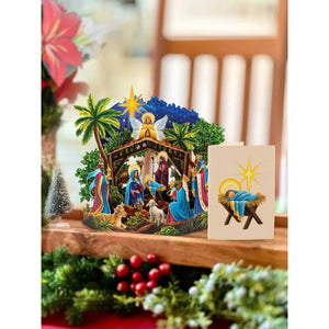 MINI POP-UP CARD | STARLIT NATIVITY-Books & Stationery-FRESH CUT PAPER-Coriander