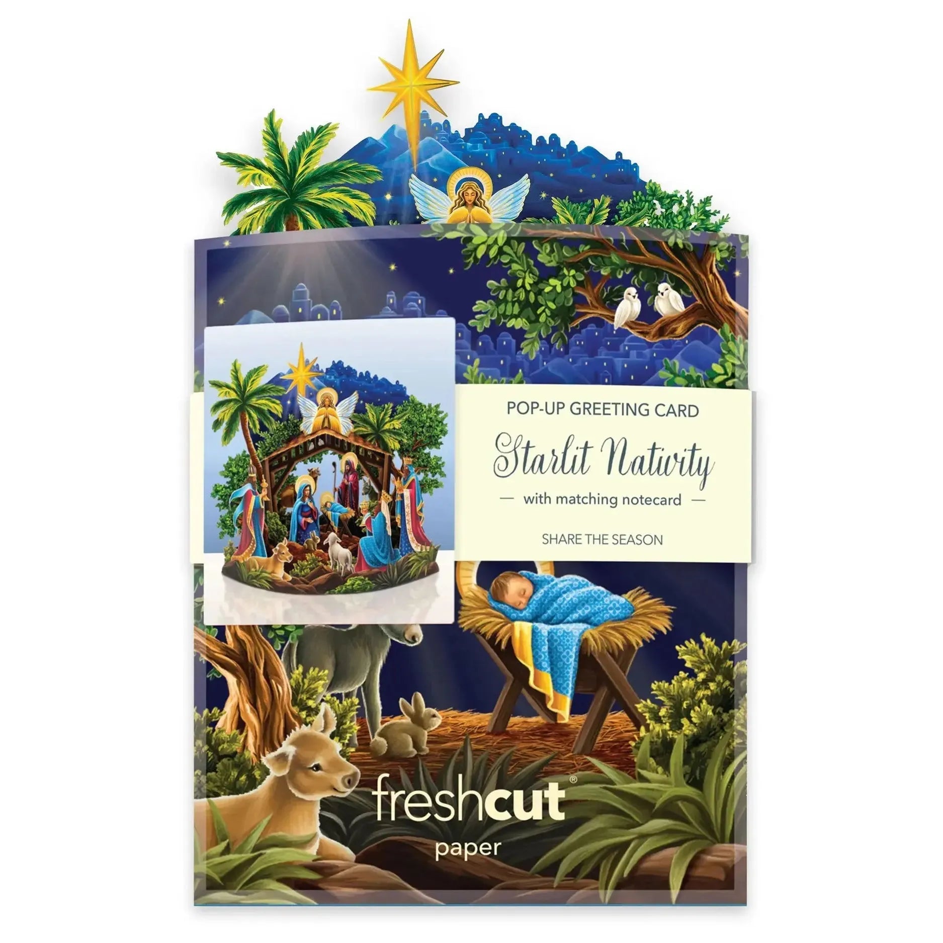 MINI POP-UP CARD | STARLIT NATIVITY-Books & Stationery-FRESH CUT PAPER-Coriander