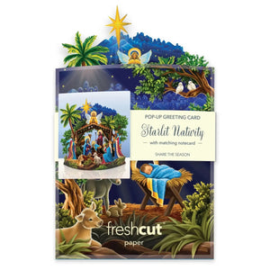 MINI POP-UP CARD | STARLIT NATIVITY-Books & Stationery-FRESH CUT PAPER-Coriander