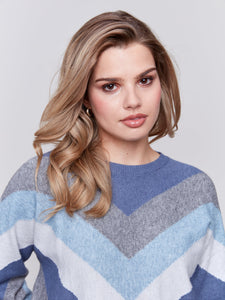 MITRED STRIPES SWEATER-Jackets & Sweaters-CHARLIE B-Coriander