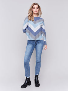 MITRED STRIPES SWEATER-Jackets & Sweaters-CHARLIE B-Coriander