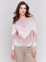 MITRED STRIPES SWEATER-Jackets & Sweaters-CHARLIE B-XSMALL-WOODROSE-Coriander