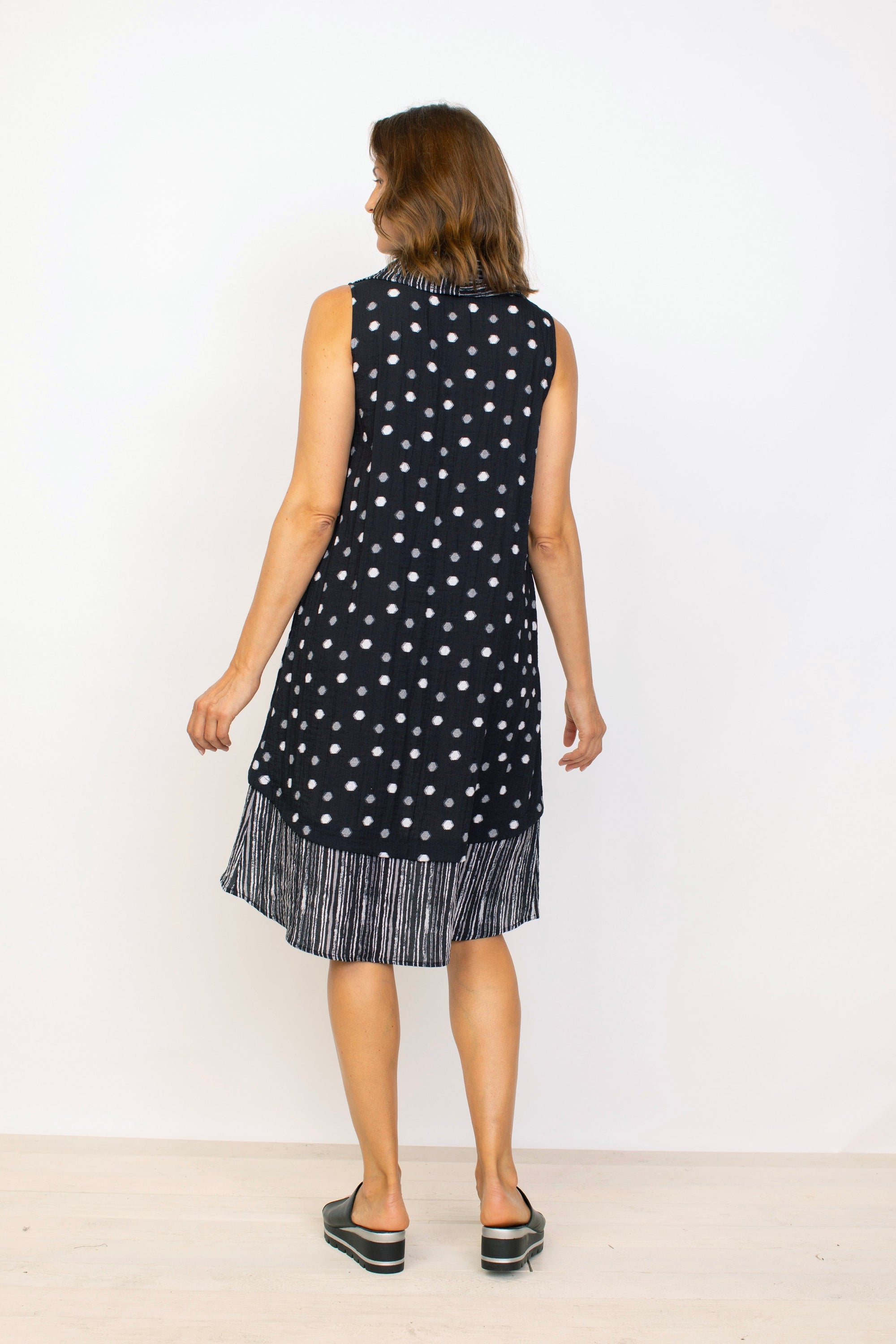 MIXED DRAPE COLLAR DRESS-Dresses-HABITAT-Coriander