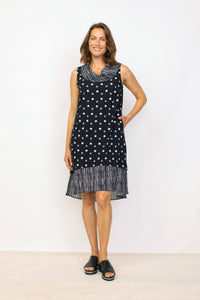 MIXED DRAPE COLLAR DRESS-Dresses-HABITAT-Coriander