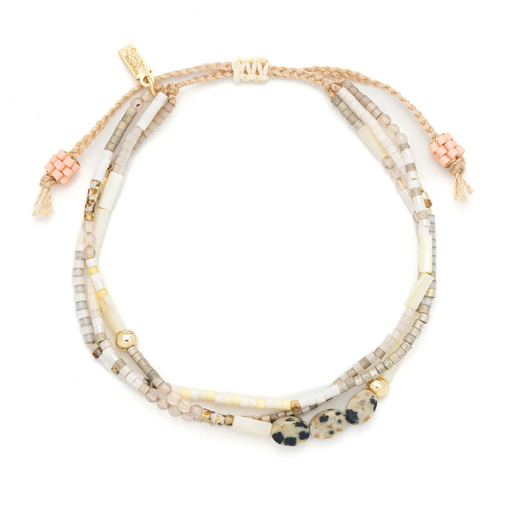 MIXED MEDIA BRACELET | GOLD: JOY, DALMATION JASPER-Jewellery-SCOUT CURATED WEARS-Coriander