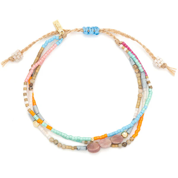 MIXED MEDIA BRACELET | GOLD - LOVE, RHODOCHROSITE-Jewellery-SCOUT CURATED WEARS-Coriander