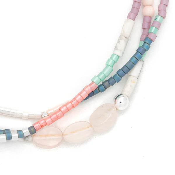 MIXED MEDIA BRACELET | SILVER: HEART, ROSE QUARTZ-Jewellery-SCOUT CURATED WEARS-Coriander