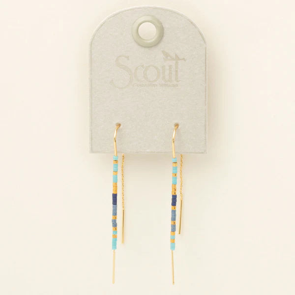 MIYUKI THREAD EARRING | COBALT MULTI & GOLD-Jewellery-SCOUT-Coriander