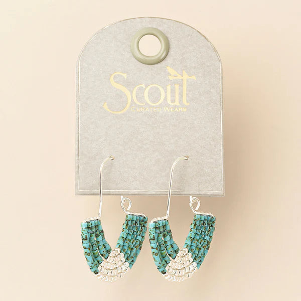 MIYUKI U-HOOP EARRING | TURQUOISE & SILVER-Jewellery-SCOUT-Coriander