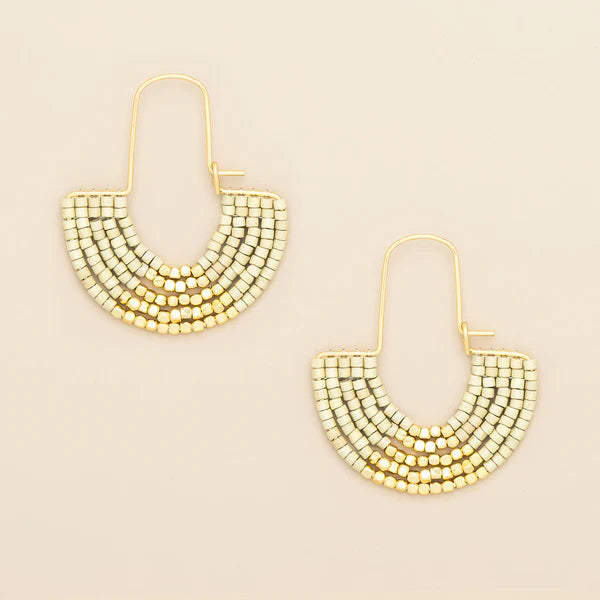 MIYUKI U-HOOP EARRINGS | CREAM & GOLD-Jewellery-SCOUT-Coriander