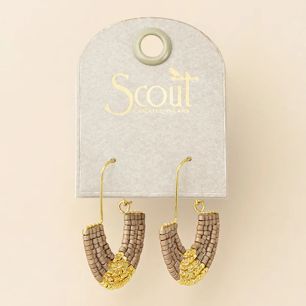 MIYUKI U-HOOP EARRINGS | PEWTER & GOLD-Jewellery-SCOUT-Coriander