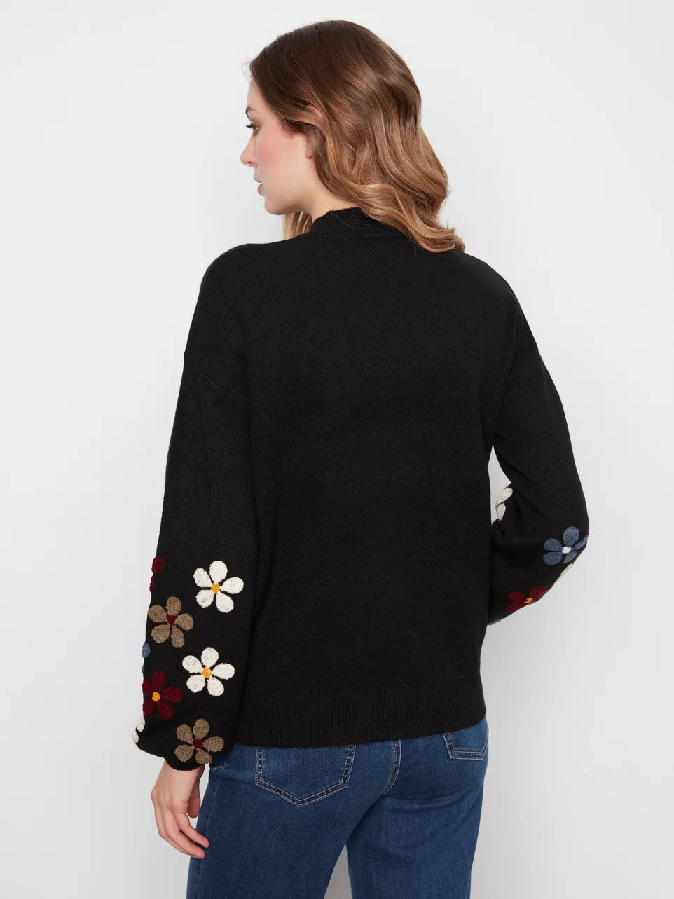 MOCK NECK SWEATER | FLORAL SLEEVE