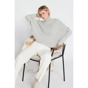 MOCKNECK BATWING SLEEVES TURTLENECK-Jackets & Sweaters-LOOK BY M-LIGHT GREY-Coriander