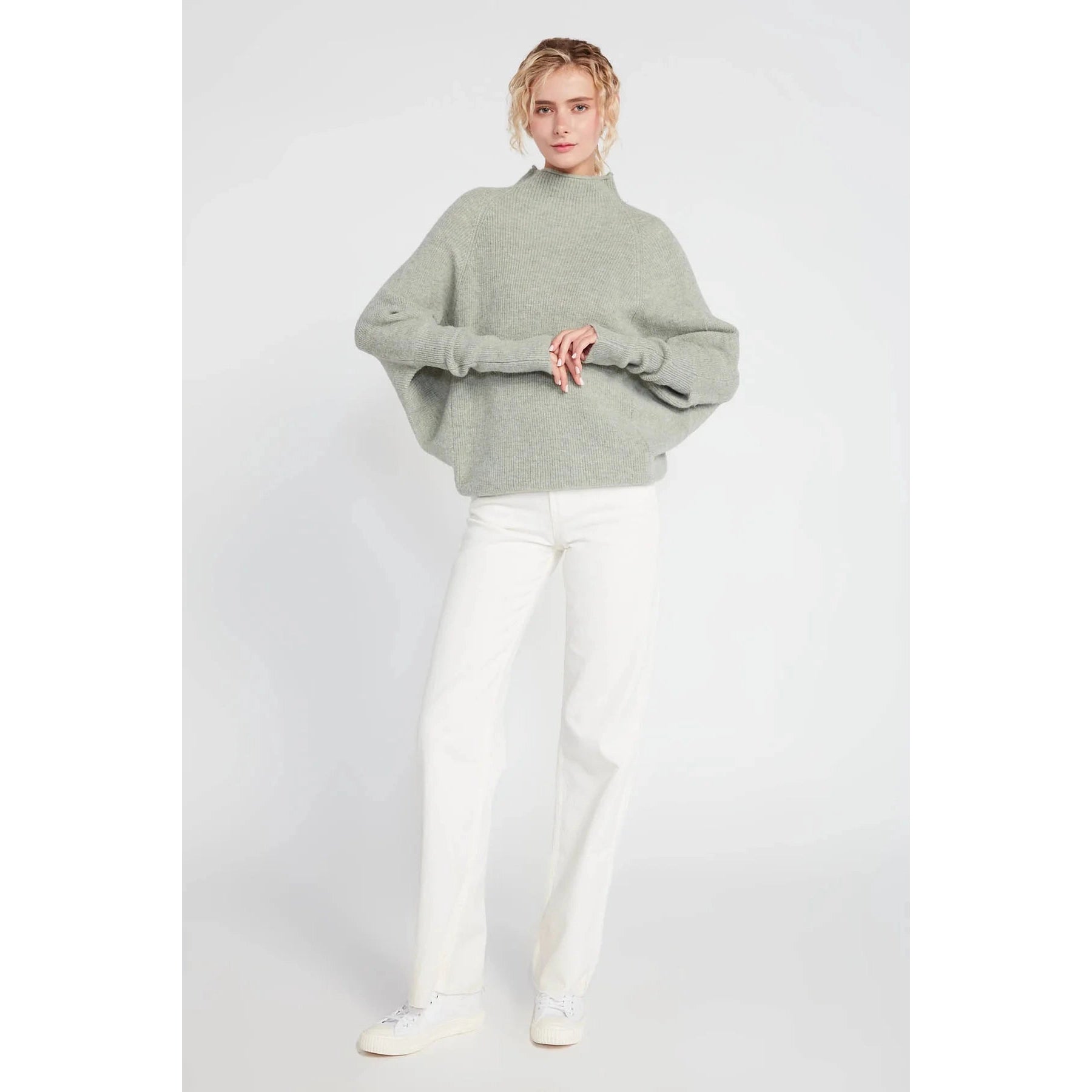 MOCKNECK BATWING SLEEVES TURTLENECK-Jackets & Sweaters-LOOK BY M-SAGE-Coriander