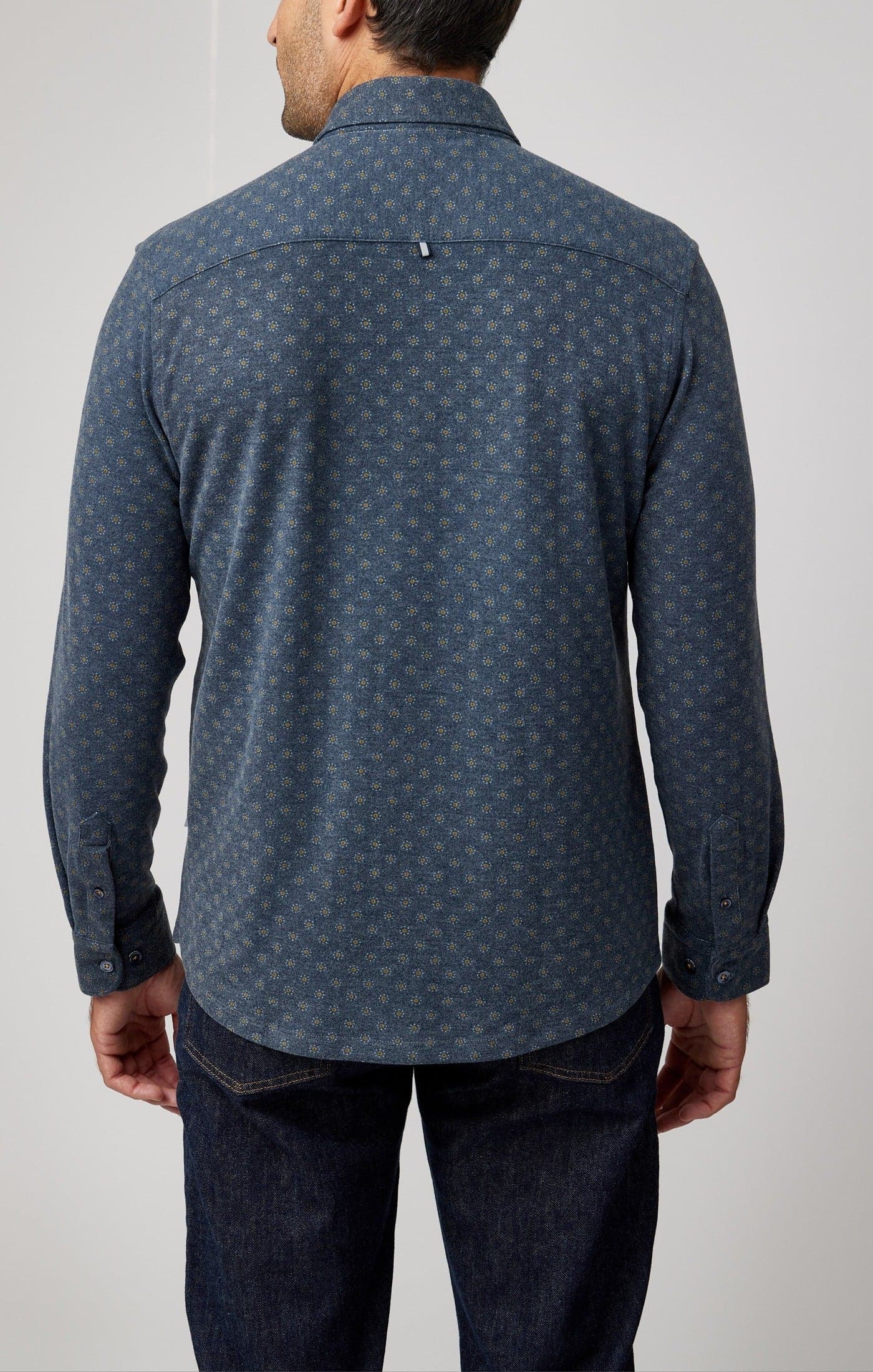 MULTI DOT GEO BRUSHED LS SHIRT-Shirts & Tops-STONE ROSE-Coriander