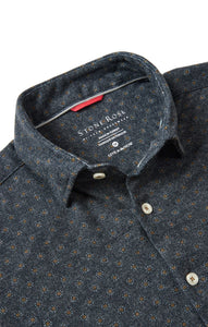 MULTI DOT GEO BRUSHED LS SHIRT-Shirts & Tops-STONE ROSE-Coriander