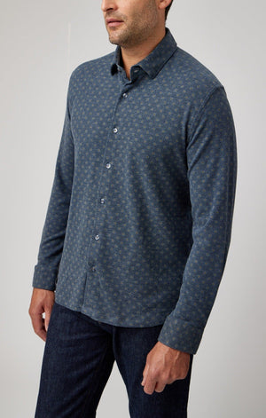 MULTI DOT GEO BRUSHED LS SHIRT-Shirts & Tops-STONE ROSE-MEDIUM-NAVY-Coriander