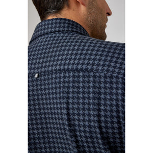 NAVY HOUNDSTOOTH FLEECE SHIRT-Shirt-STONE ROSE-Coriander