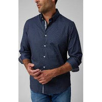 NAVY ORNAMENT LS SHIRT-Shirts & Tops-STONE ROSE-LARGE-NAVY-Coriander