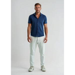 NAVY SHORT SLEEVE SHIRT-Shirts & Tops-STONE ROSE-Coriander