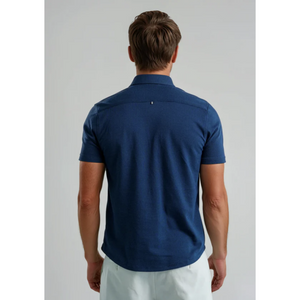 NAVY SHORT SLEEVE SHIRT-Shirts & Tops-STONE ROSE-Coriander