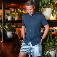 NAVY SHORT SLEEVE SHIRT-Shirts & Tops-STONE ROSE-Coriander