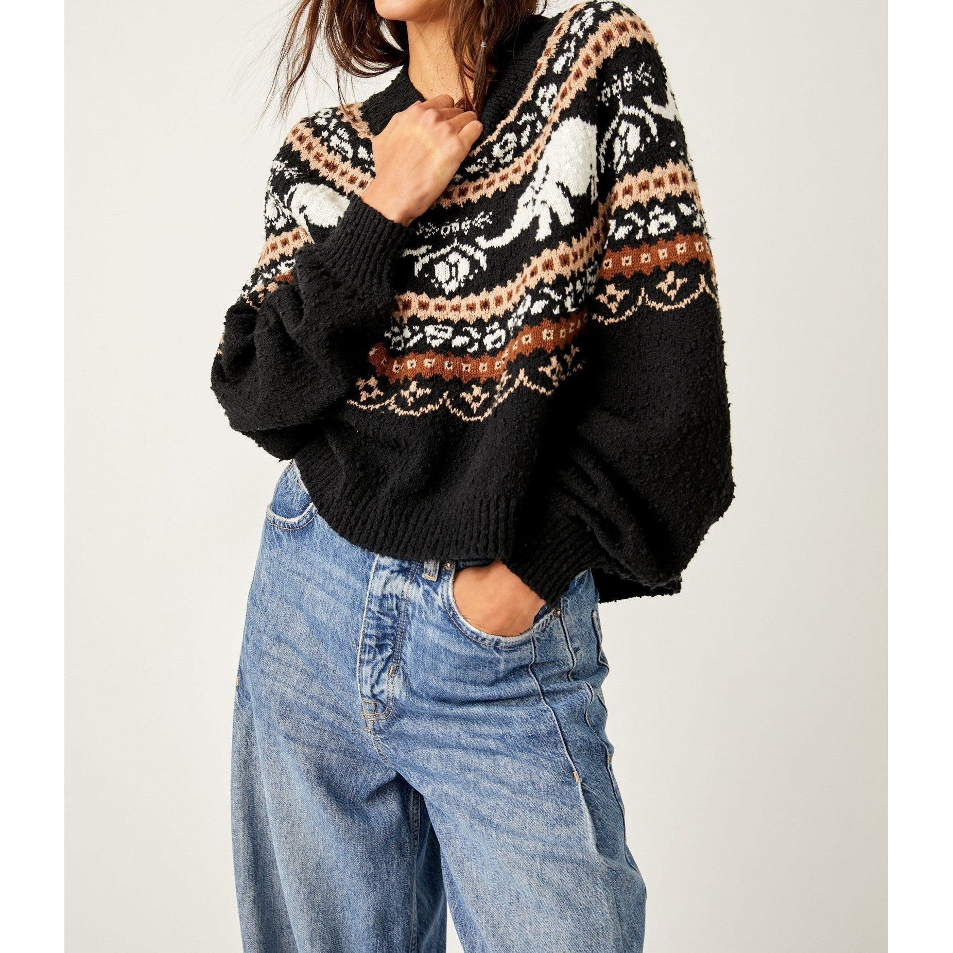 NELLIE SWEATER-Jackets & Sweaters-FREE PEOPLE-XSMALL-ATHRACITE COMBO-Coriander