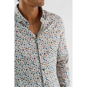 NOVA LONG SLEEVE SHIRT | BEIGE FLORAL-Shirt-STONE ROSE-Coriander