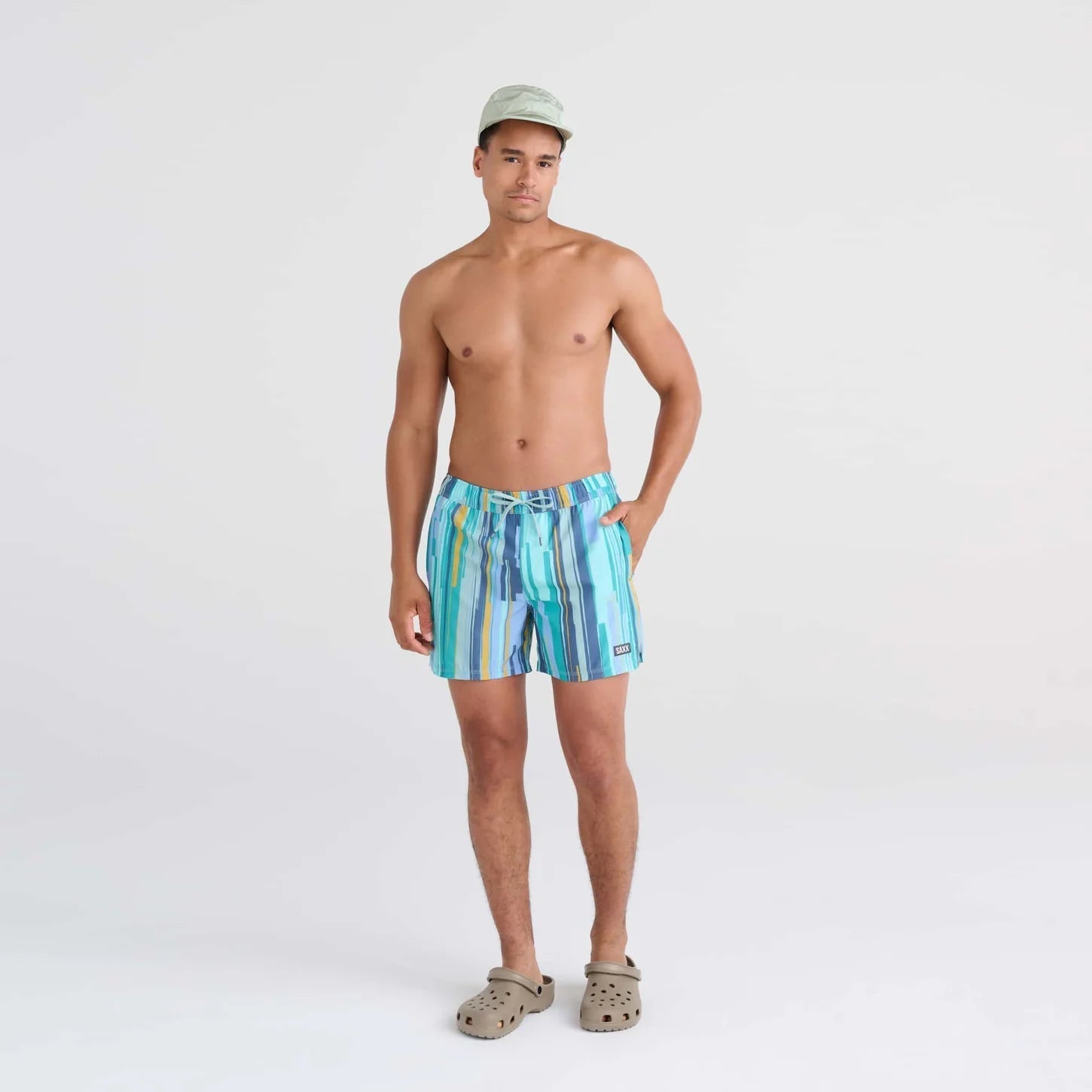 OH BUOY 2N1 5" SOFT STRIPE - AQUA SPLASH-Pant-SAXX-Coriander