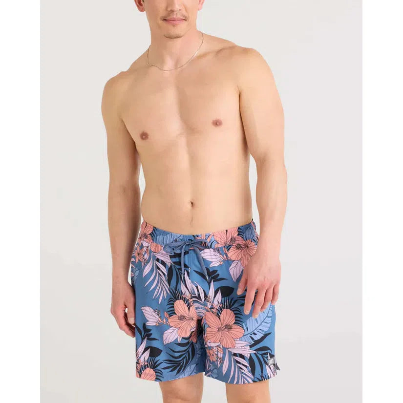 OH BUOY 2N1 SHORTS 7" | HIBISCUS JUNGLE-BLUE-Pants-SAXX-MEDIUM-HIBISCUS JUNGLE-BLUE-Coriander