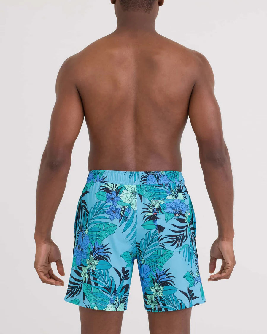 OH BUOY 2N1 VOLLEY BRIEF LINER | HIBISCUS JUNGLE-BLUE-Pant-SAXX-Coriander