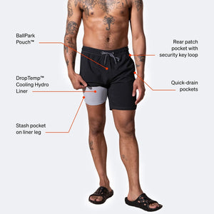 OH BUOY 2N1 VOLLEY SHORTS 5" | WEST COAST/INDIA INK-Pant-SAXX-Coriander