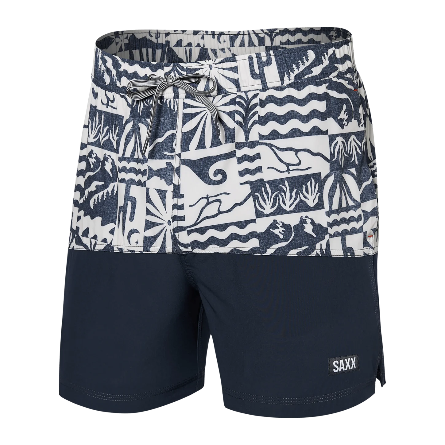 OH BUOY 2N1 VOLLEY SHORTS 5" | WEST COAST/INDIA INK-Pant-SAXX-MEDIUM-WESTCOAST-INDIA INK-Coriander