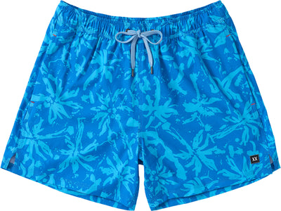 OH BUOY VOLLEY SHORTS 5" | SPLASH PALMS: BOLD BLUE-Pant-SAXX-Coriander