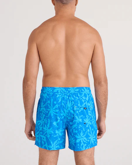 OH BUOY VOLLEY SHORTS 5" | SPLASH PALMS: BOLD BLUE-Pant-SAXX-Coriander